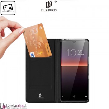Dux Ducis dirbtinės odos atverčiamas dėklas - juodas (telefonams Sony Xperia L4)
